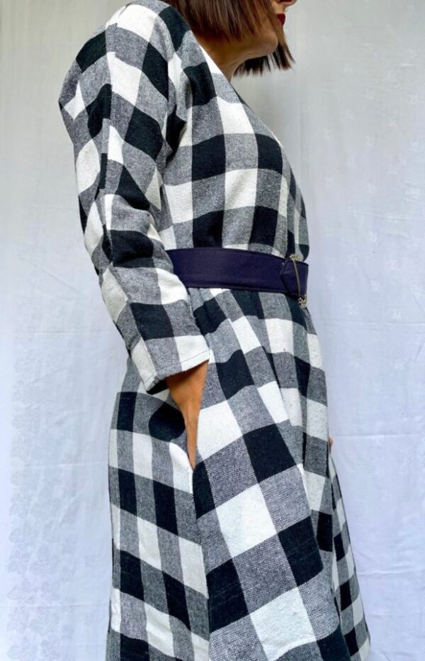 Black and White Check Fit and Flare Dress UK Size 12 - Image 4