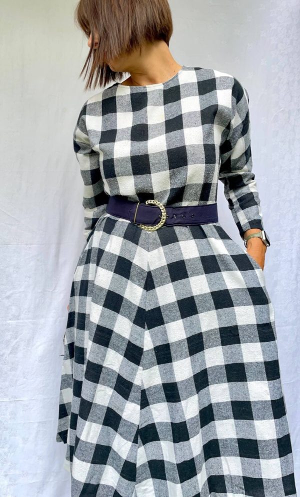 Black and White Check Fit and Flare Dress UK Size 12 3