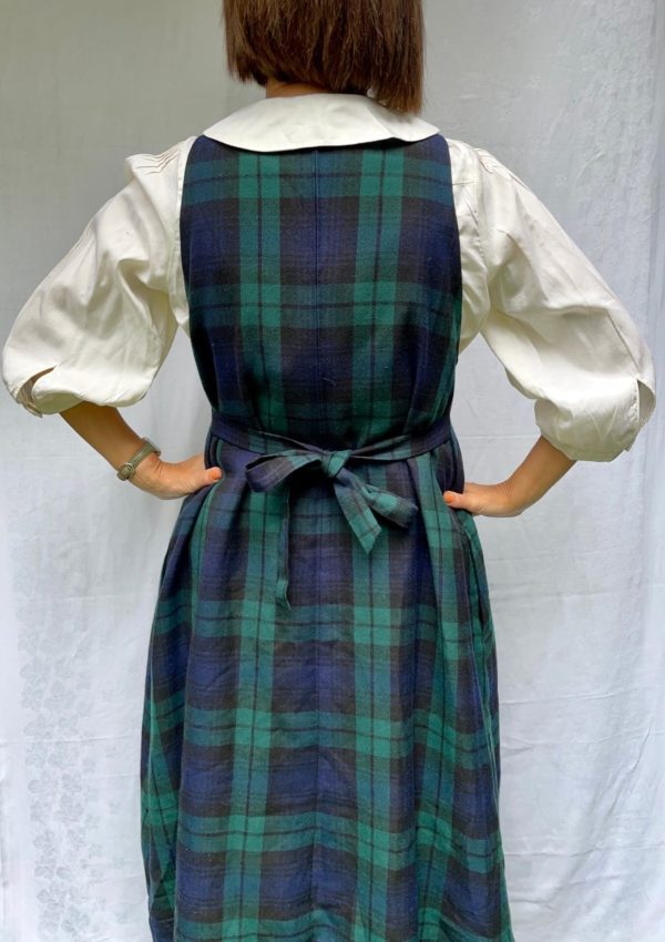 Green and Blue Vintage A-Line Pinafore Dress UK Size 12-16 4