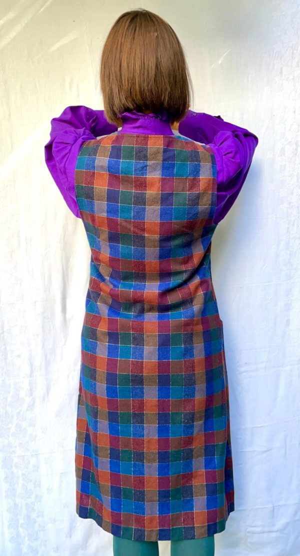 Blue and Red Check Zip Front Pinafore Dress UK Size 12 4