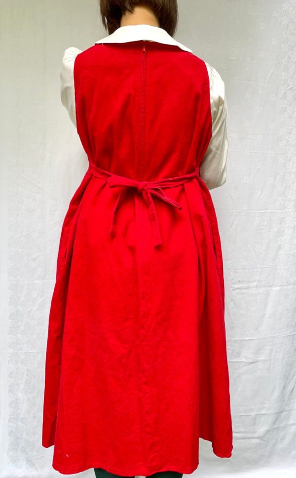 1980s Red Corduroy Pinafore Dress UK Size 12-18 4