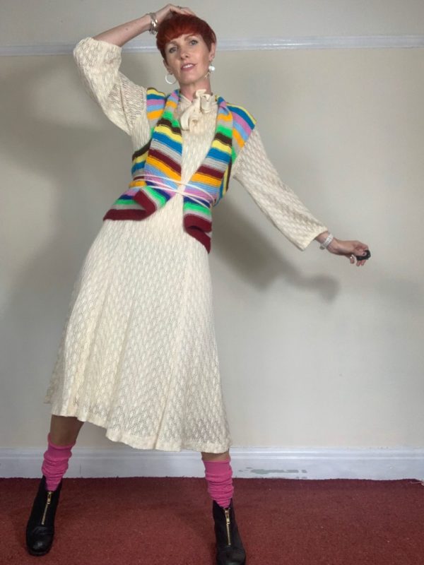 1970s Cream Crochet Boho Midi Dress UK Size 10-12 6