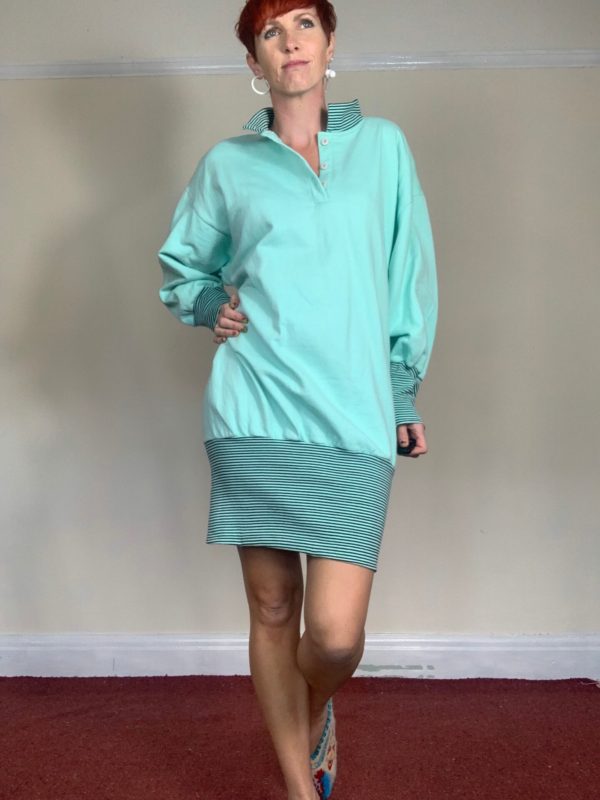 1980s Mint Green Sweater Dress UK Size 10-12 4