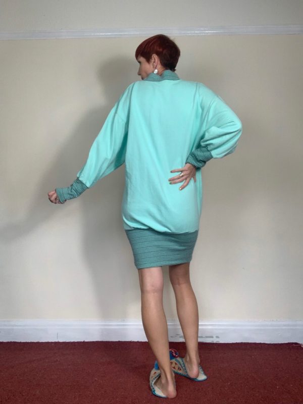 1980s Mint Green Sweater Dress UK Size 10-12 2