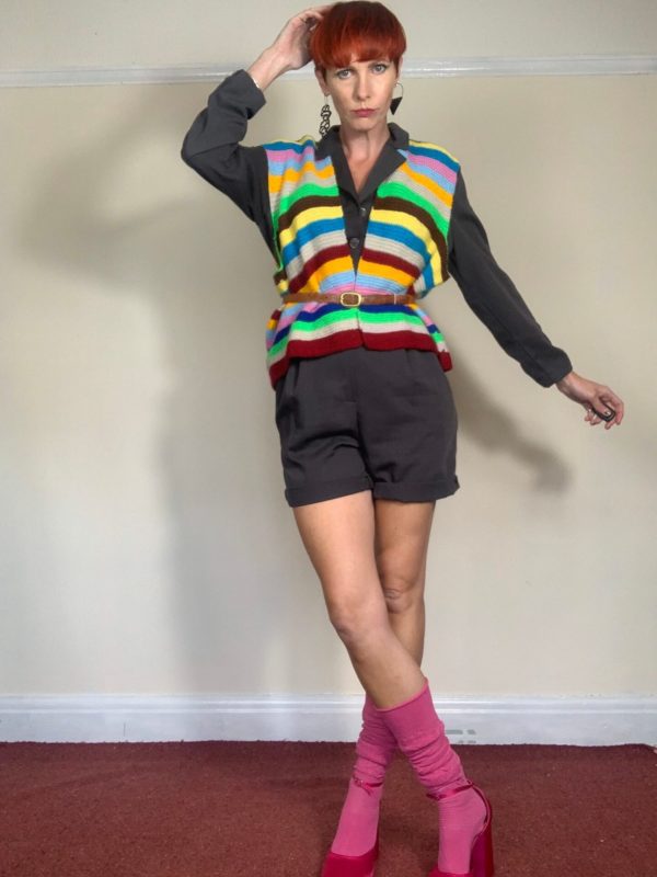 Hand Knitted Rainbow Sleeveless Cardigan UK Size 8-14 5