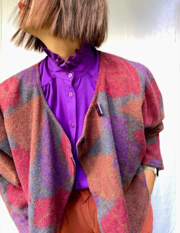 1980s Abstract Asymmetric Cropped Jacket Size UK Size 10-14