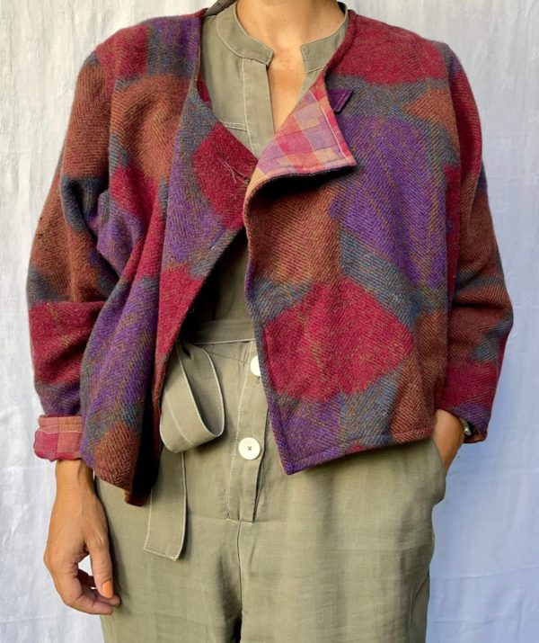 1980s Abstract Asymmetric Cropped Jacket Size UK Size 10-14 4