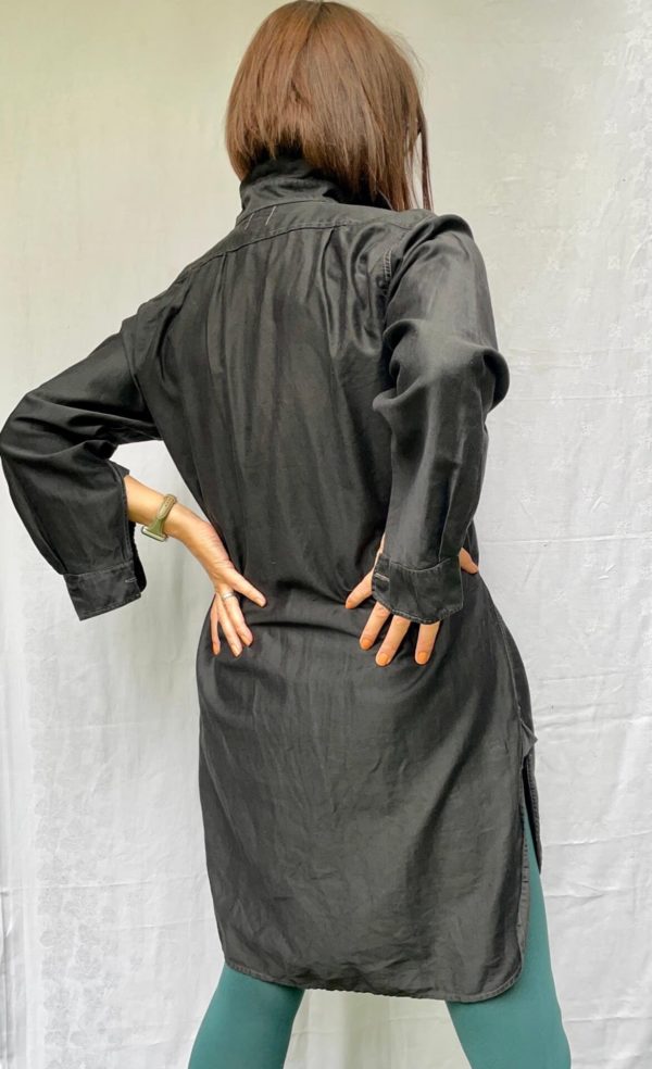 Black 1950s Longline Shirt Dress UK Size 12-14 2