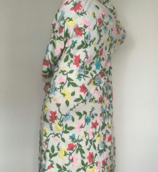1960s Embroidered Longline Cardigan Back