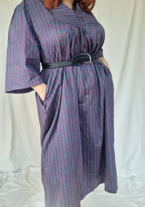 100% Cotton Striped Kaftan Midi Dress UK Size 14-18 3