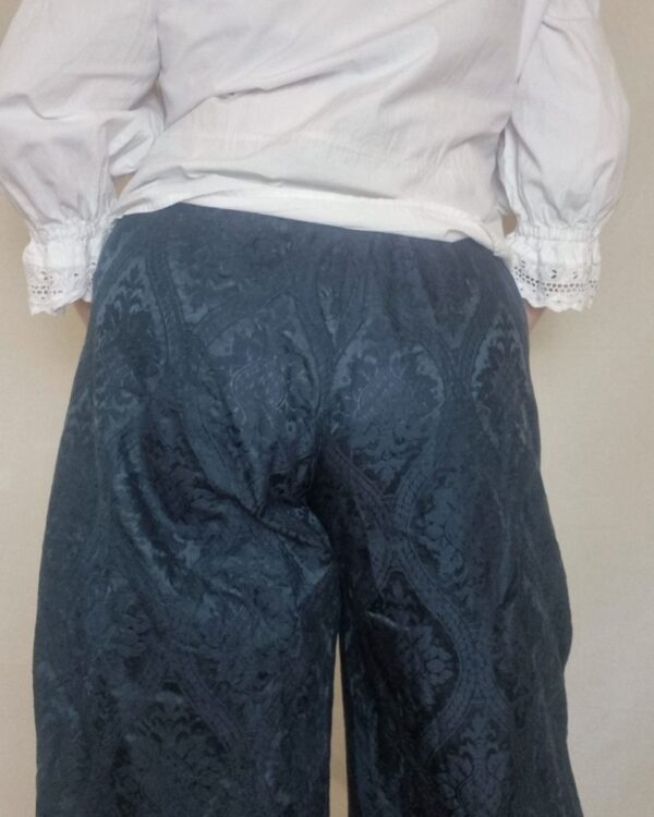 Black Jaquard Silk and Cotton Wide Leg Trousers UK Size 18 - Image 4