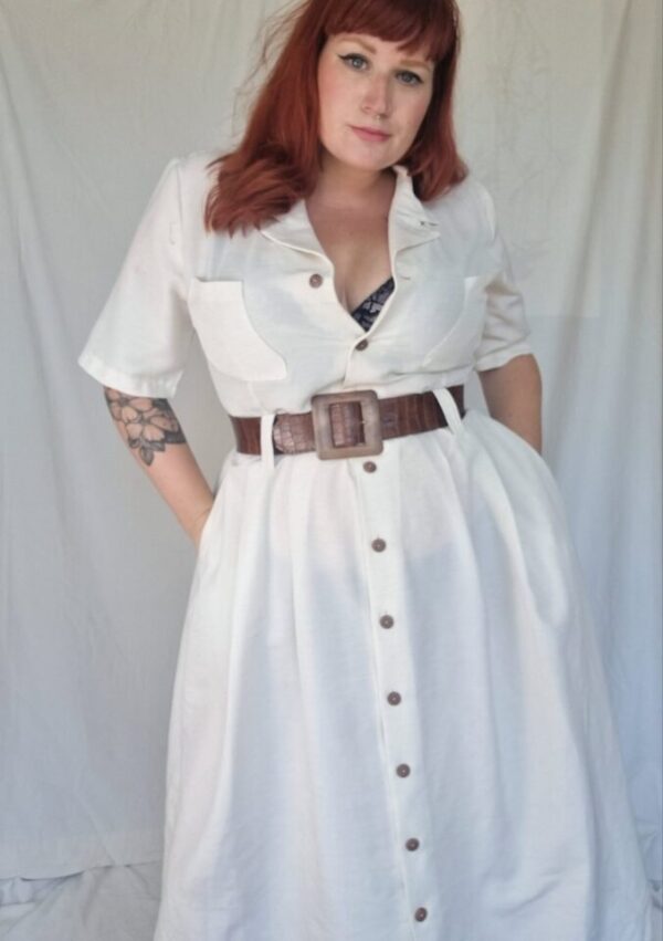 White Button Front Shirt Dress UK Size 16-18