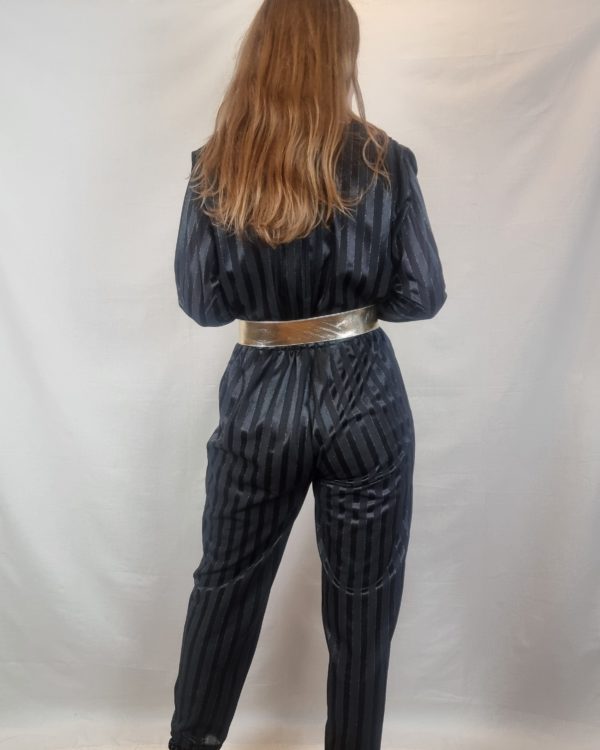 Black and Silver Striped 80s Jumpsuit UK Size 12-14 4
