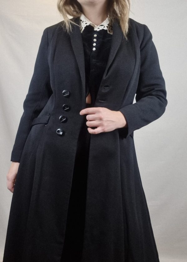 Black Longline Tailored Coat UK Size 8-10 1