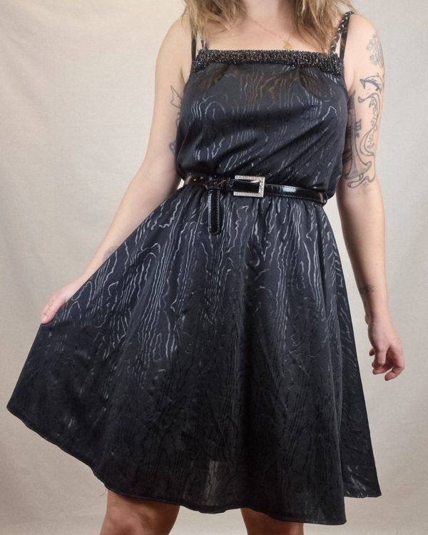 Black Mini Dress with Silver Lurex Fringe UK Size 10 3