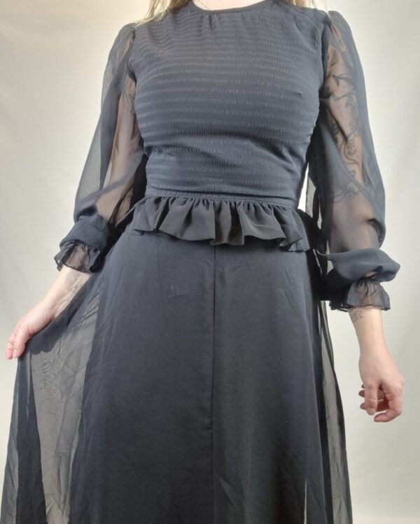 Black Ruffle Waist Maxi Dress UK 10 - Image 3