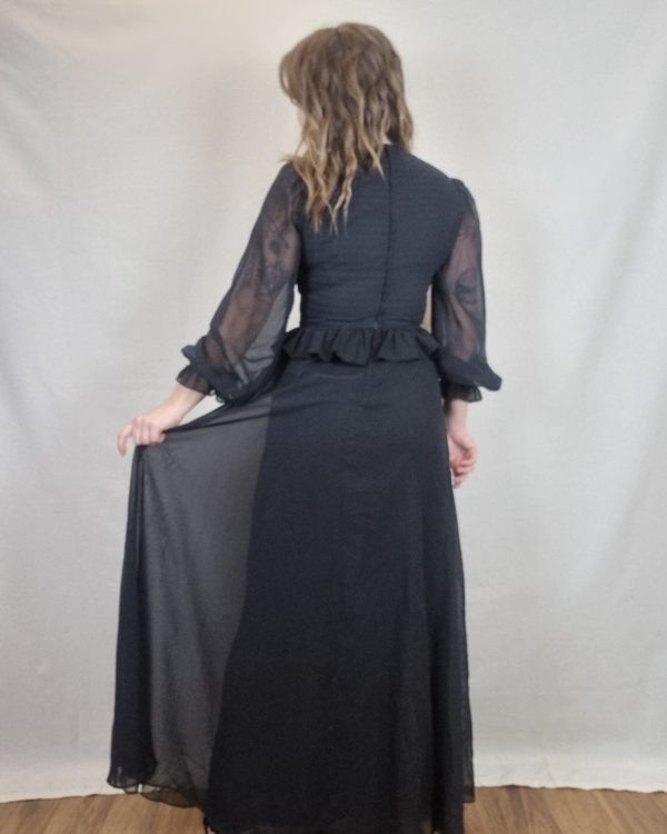 Black Ruffle Waist Maxi Dress UK 10 4