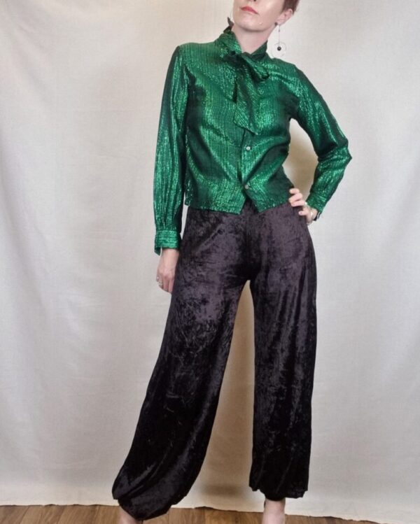 Black Velvet Harem Trousers UK Size 10-12