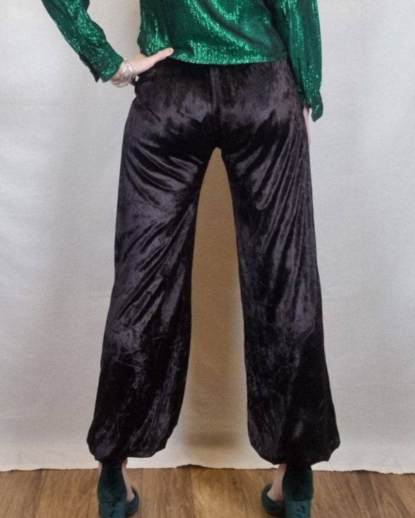 Black Velvet Harem Trousers UK Size 10-12 3