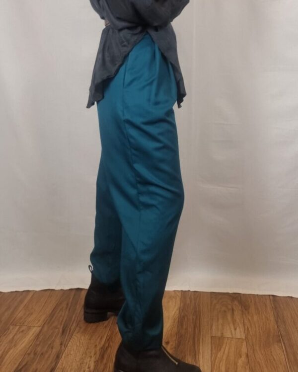 Deep Green Pleated 80s High Waisted Trousers UK Size 10 - Image 3