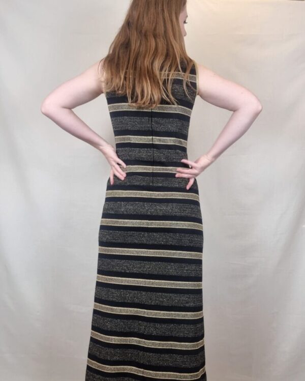 Gold and Black Striped Lurex Maxi Dress UK Size 10 - Image 4