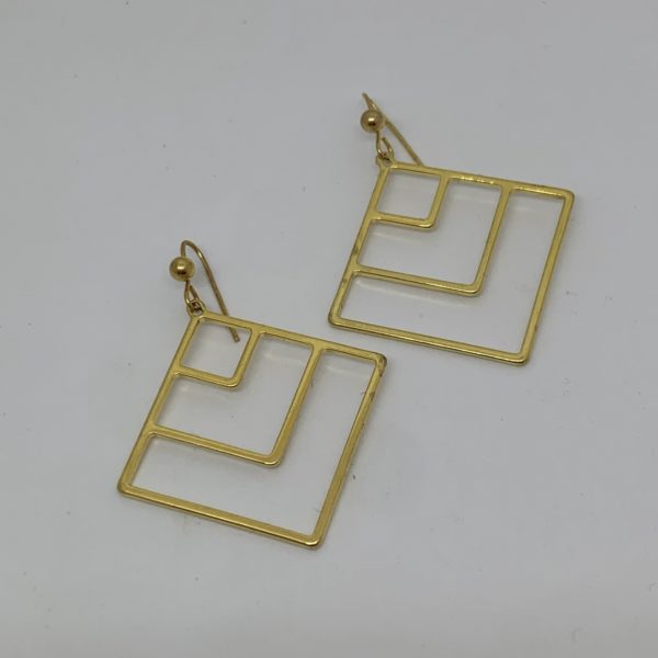 Gold diamond simple drop earrings 1