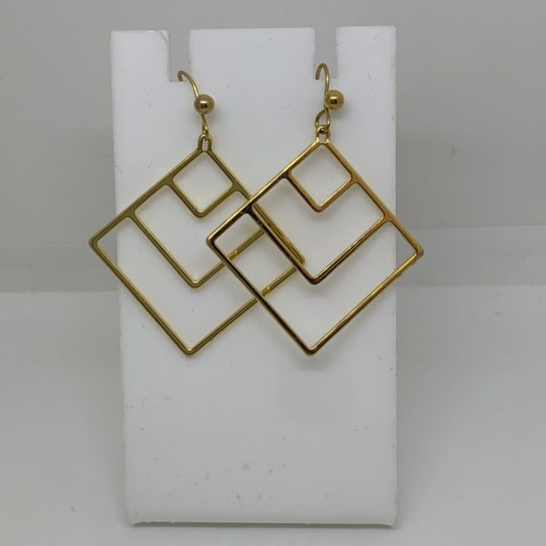 Gold diamond simple drop earrings 3