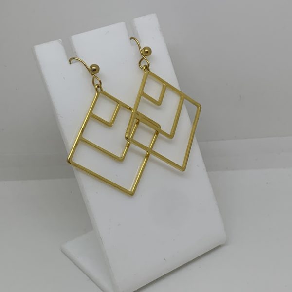 Gold diamond simple drop earrings 2