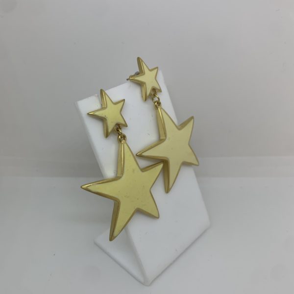 Gold plated enamel star drop earrings 4