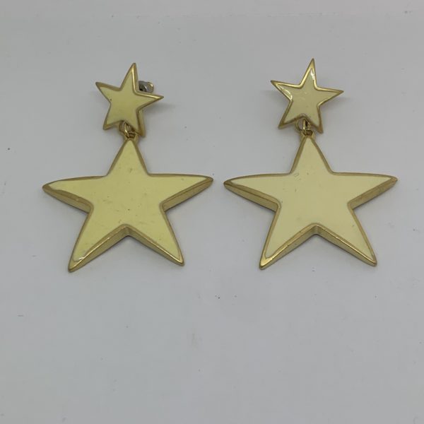 Gold plated enamel star drop earrings 3