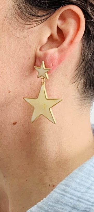 Gold plated enamel star drop earrings 2