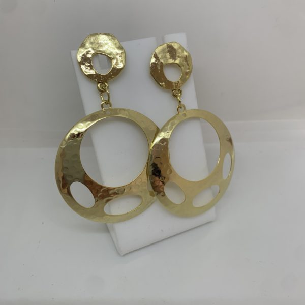 Gold plated large disc earrings 1