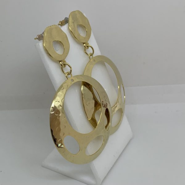 Gold plated large disc earrings 3