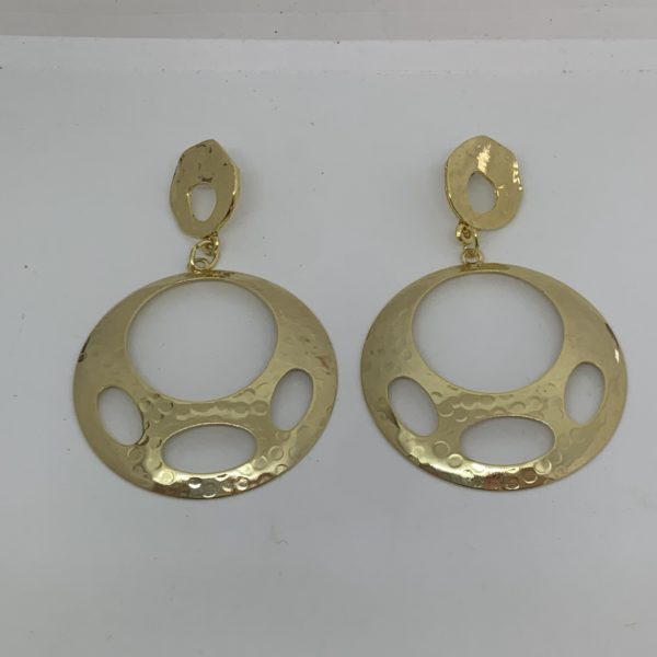 Gold plated large disc earrings 4