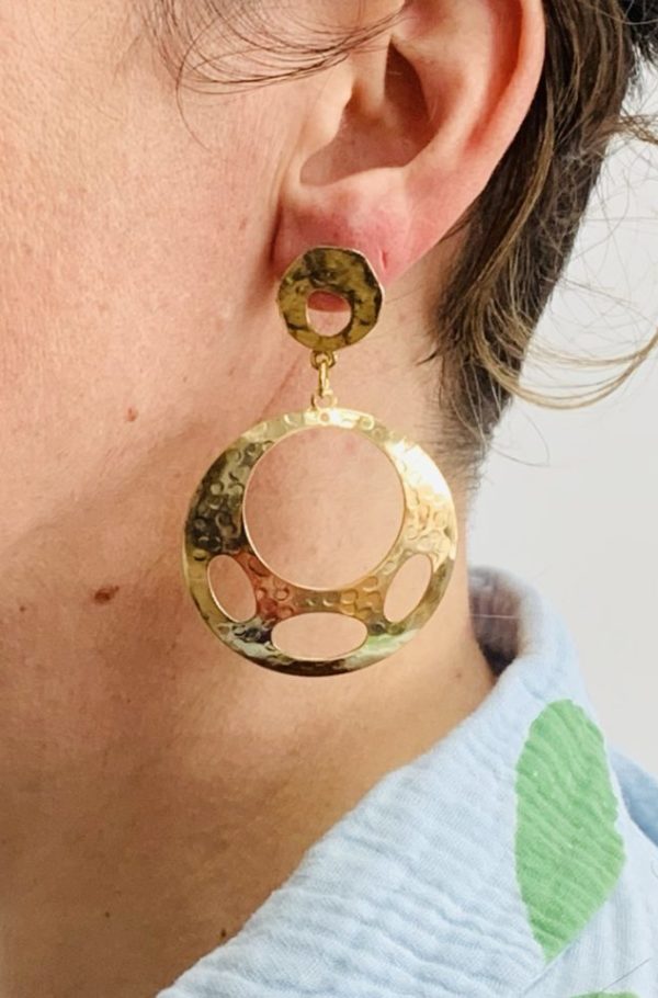 Gold plated large disc earrings 2
