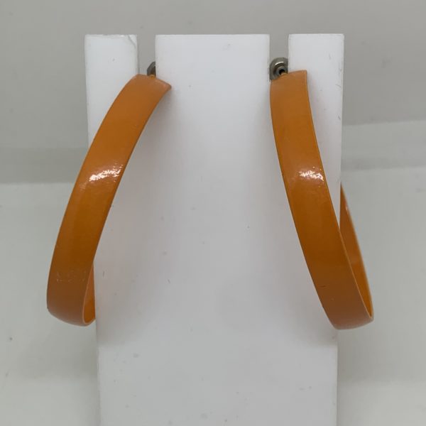 Large orange metal hoop earrings 3