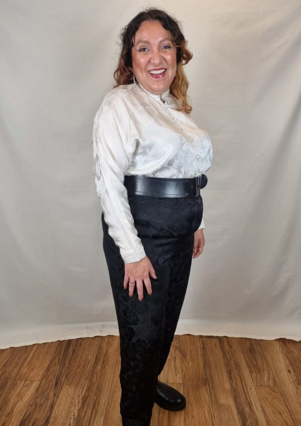 Liz Claiborne 100% Silk Rose Patterned Black and White Jumpsuit UK Size 14-18 3