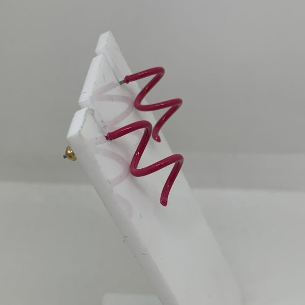 Pink metal spring drop earrings 1