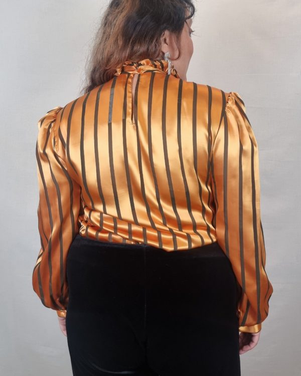 Silky Pumpkin and Black Striped Shirt UK 16-18 2