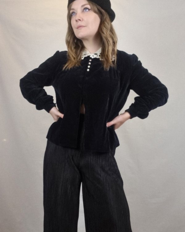 Wednesday Addams Velvet Jacket Blouse UK Size 10-12 1