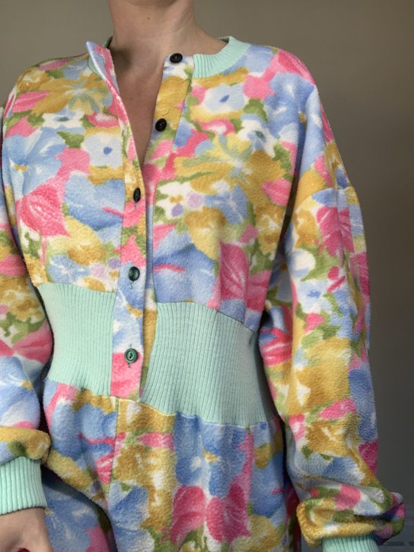 Floral Fleece 1980s romper/sleep suit size 10-12 1
