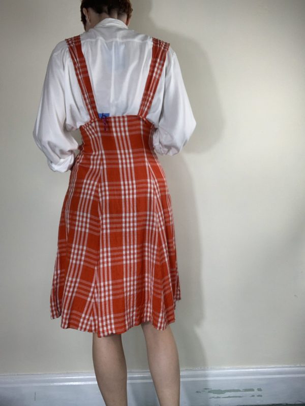 Red check pinafore dress size 12-14 4