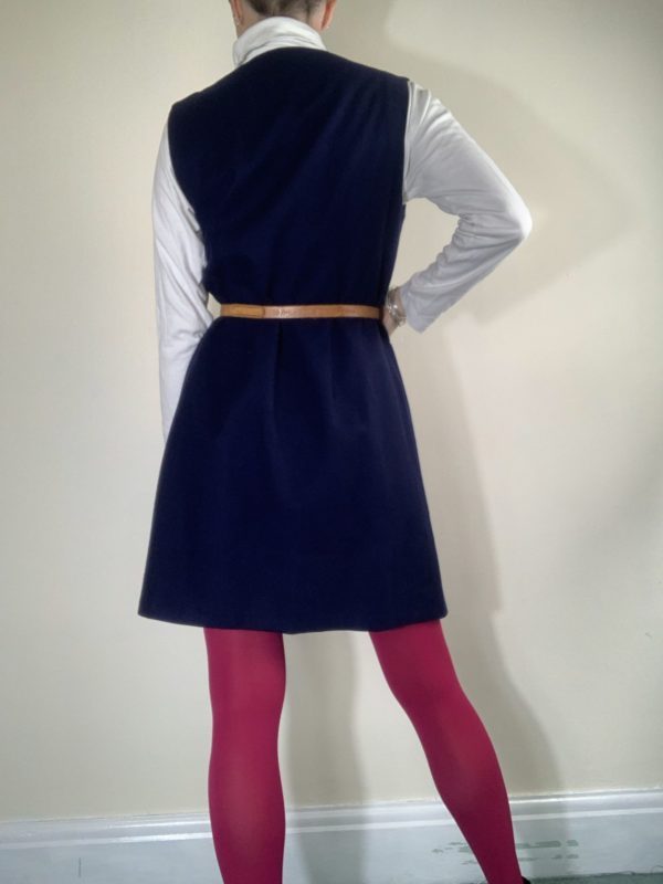 Wool navy scoop neck pinafore dress size 10-12 4
