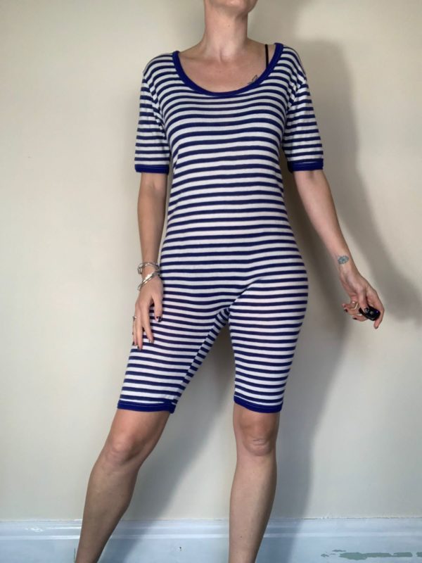 Blue Stripe Short Romper Sleep Suit UK 10-12 1