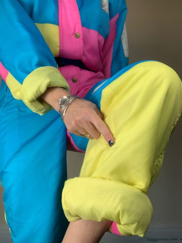 80s Colourblock Ski Jumpsuit UK 10 - Image 3