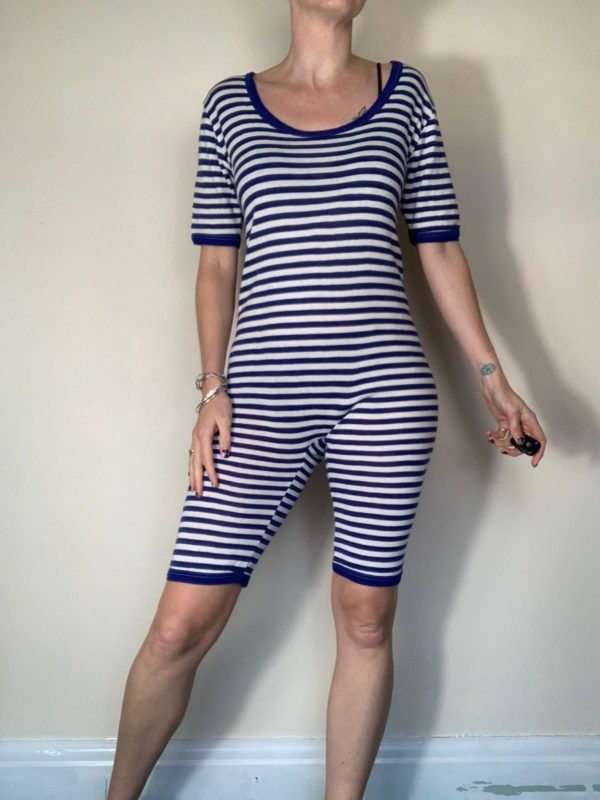 Blue Stripe Short Romper Sleep Suit UK 10-12 4