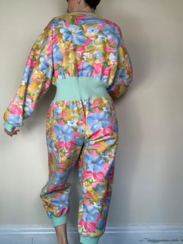 Floral Fleece 1980s romper/sleep suit size 10-12 4