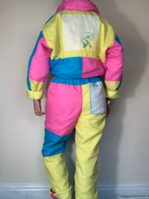 80s Colourblock Ski Jumpsuit UK 10 - Image 4