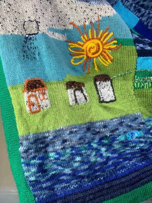 Hand knitted Embroidered Poncho Blanket One Size - Image 3