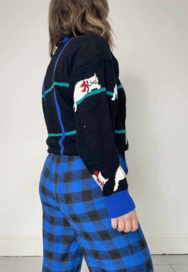 80s Mock Turtleneck Cat Jumper UK 10-12 - Image 3